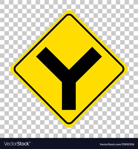 Yellow traffic warning sign on transparent Vector Image