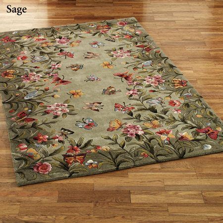 Athena Garden Butterfly Floral Wool Round Rugs Floral Area Rugs