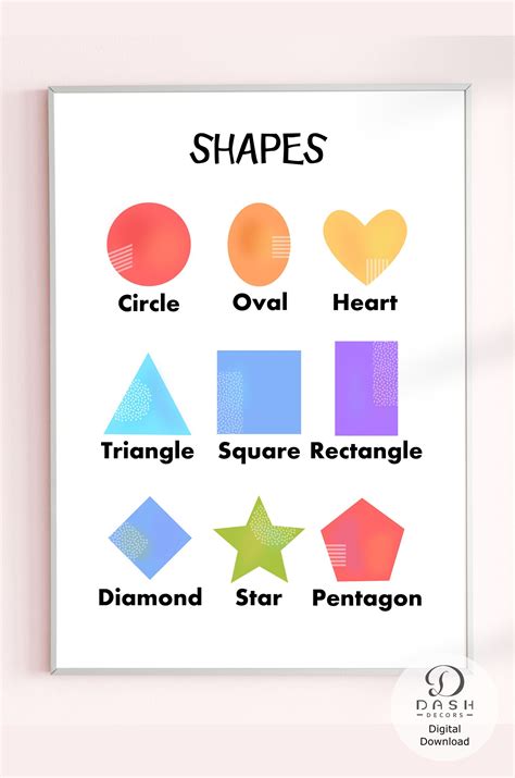 Geometric Shapes Printable Poster & Chart Rainbow Color - Etsy