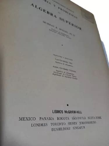 Libro Algebra Superior 1940 Problemas Resueltos Murray 1969 En Venta En