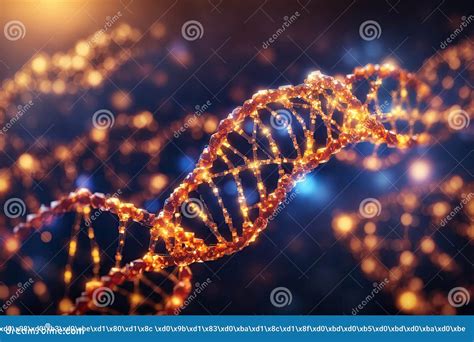 Polygonal Style Glowing DNA Molecule Composition Ai Generative Stock