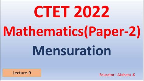 Mensuration For Ctet Maths Paper English Medium Ctet Full