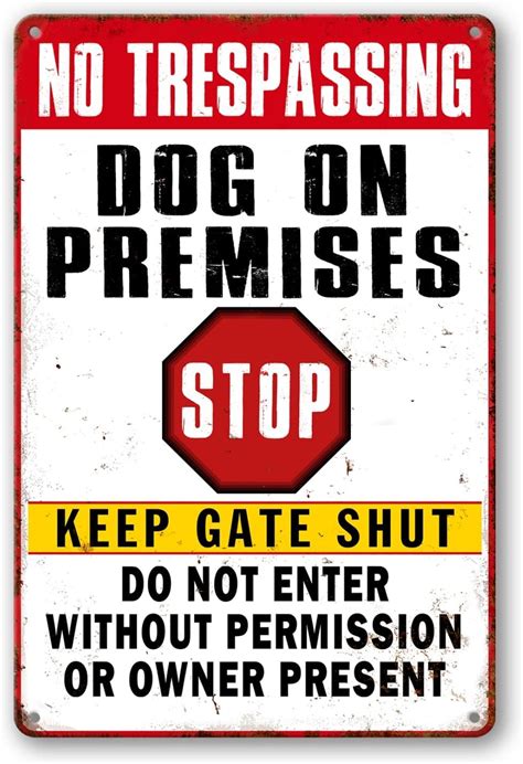 Warning Tin Sign Beware Of Dog Perfect Fence Sign Home