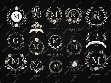 Colección De Plantillas De Logotipos De Monogramas De Bodas Foto Premium