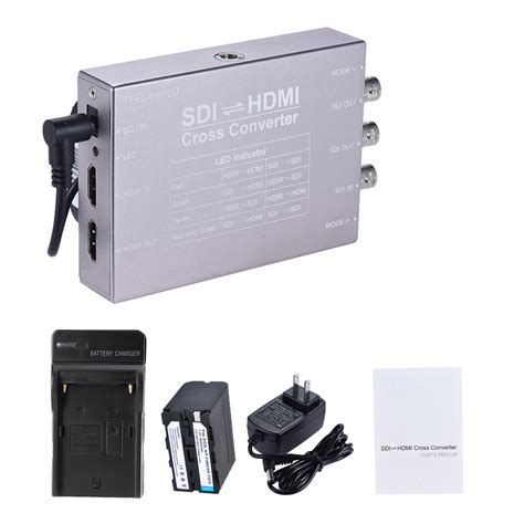 Feelworld Sdi Hdmi Video Audio Cross Converter Adapter Kit W 6600mah Battery Battery Charger