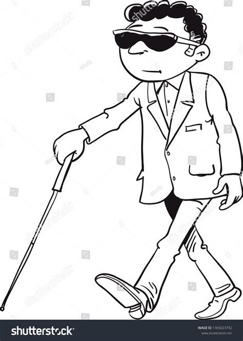 Blind Man Walking Stick Stock Vector Royalty Free 1365023792