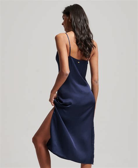 Womens Satin Cami Midi Dress In Richest Navy Superdry Uk