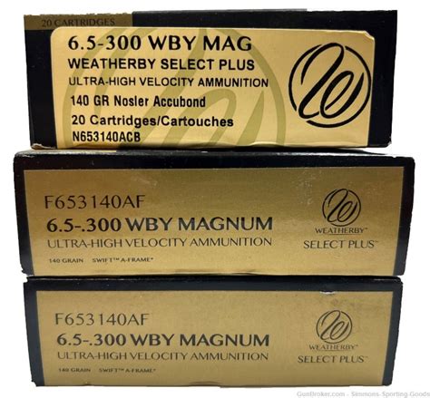 Weatherby Select Plus 6 5 300 WBY Mag 140gr Rifle Ammo Qty 3Bxs