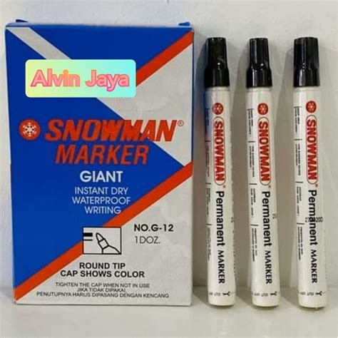 Jual Spidol Kecil Permanent Marker Merk Snowman Tinta Hitam Shopee