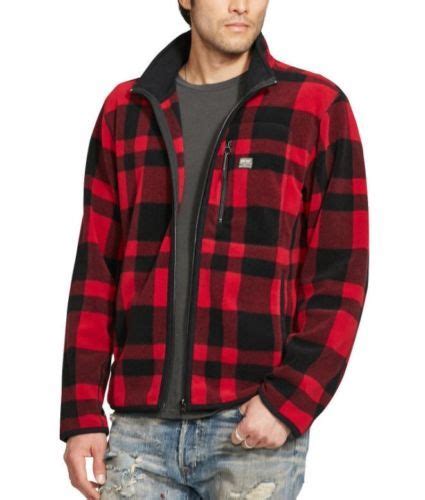 Denim Supply Ralph Lauren Men Buffalo Red Plaid Check Fleece Jacket