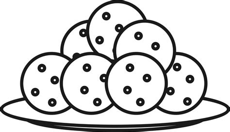 Indian Sweet Ladoo Plate Icon In Line Art 24471758 Vector Art At Vecteezy