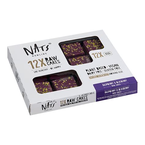 Nats Rawline Plant Based Vegan Raspberry And Blueberry Raw Cake Square