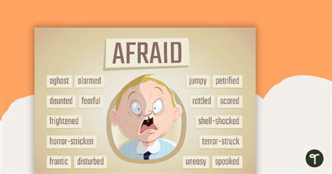 Afraid Synonyms Poster Teach Starter