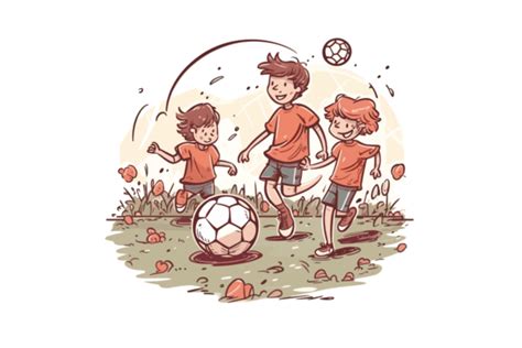 SVG Children Playing Soccer Field Doodle Graphic by LofiAnimations · Creative Fabrica