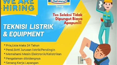 Loker Sulbar Lowongan Kerja Indomaret Posisi Teknisi Listrik Dan