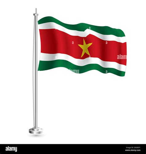 Surinamese Flag Isolated Realistic Wave Flag Of Suriname Country On