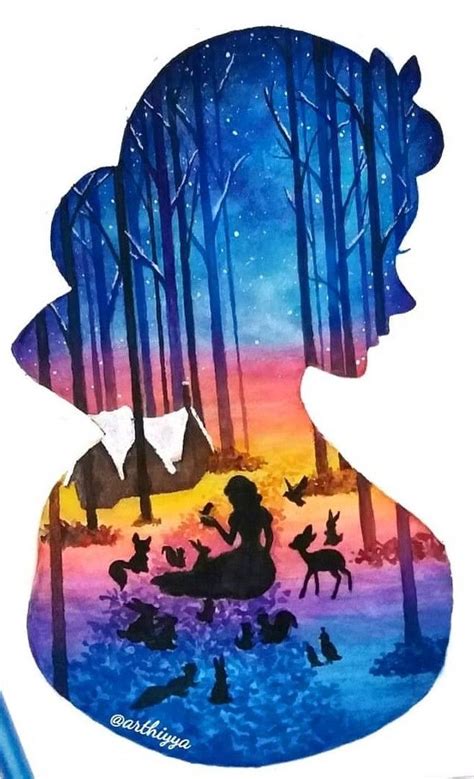 Pin by 민주 김 on 디즈니 | Disney silhouette art, Disney art, Disney canvas