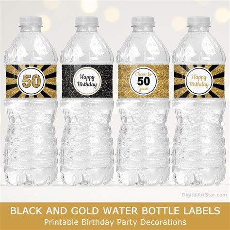 50th Birthday Water Bottle Labels 50th Birthday Party Decorations Cheers To 50 Years Happy