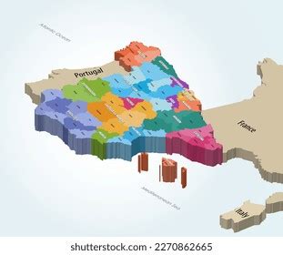 Spain Autonomous Communities Provinces Isometric Map Stock Vector ...