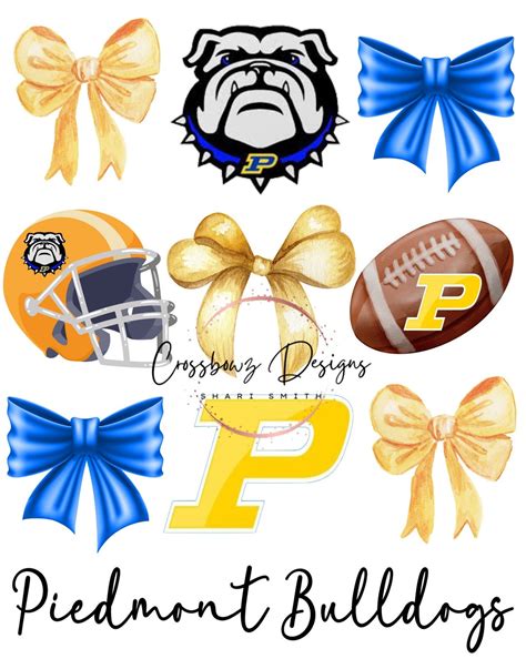 Piedmont, Bulldogs, Football, Sport, School, Alabama, Bow, Croquette, PNG, Digital File ...