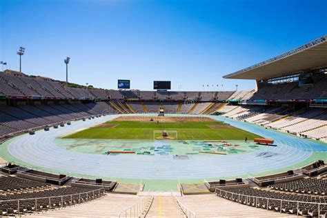 Areny Barcelona Olimpijski Stadium Wierza Obraz Stock Editorial Obraz