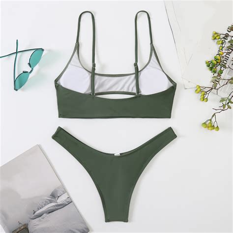 MAILLOT DE BAIN PCS Set Bikini Ensemble Hollow Out Sangle de Spaghetti réglable Sangle de