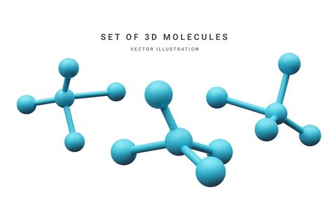 Set of 3d realistic abstract molecules isolated on white background ...