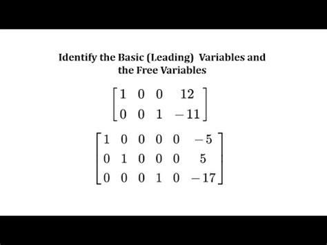 Determine Basic Leading Variables And Free Variables Given A Matrix