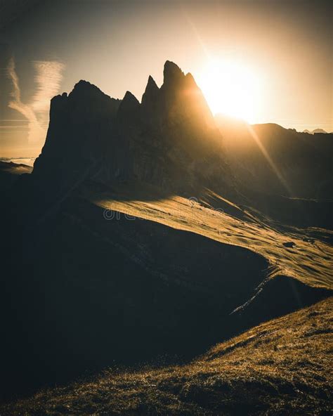 Seceda Mountain in Dolomites during Sunrise in Autumn Stock Photo ...