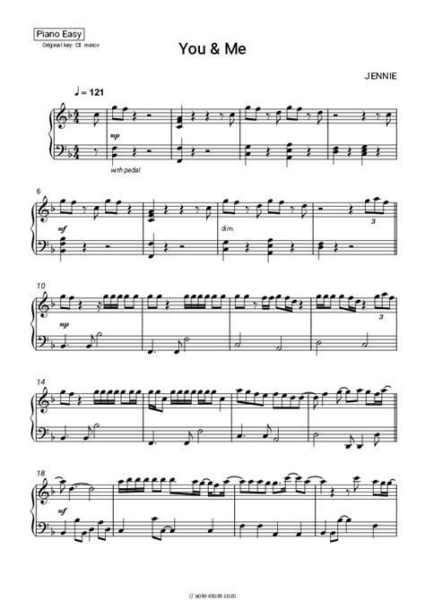 You And Me Piano Sheet Music Easy Jennie In Note Pianoeasy