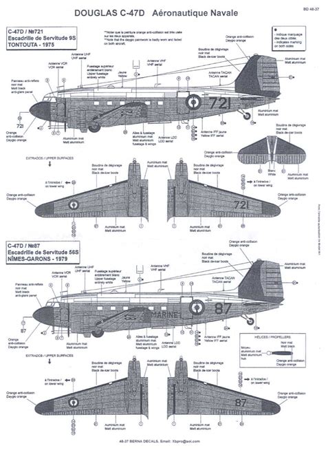 Berna Decals 148 Douglas C 47d Skytrain French Navy Ebay