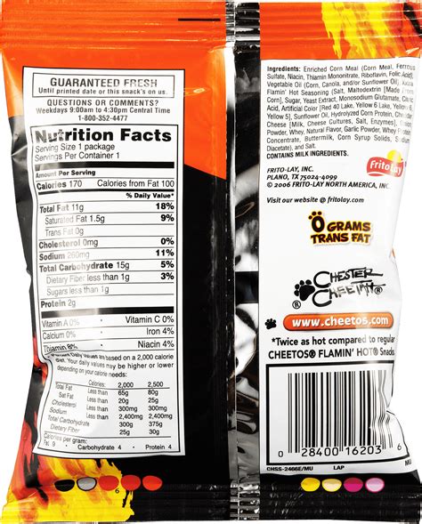 Hot Cheetos Nutrition Label Pensandpieces