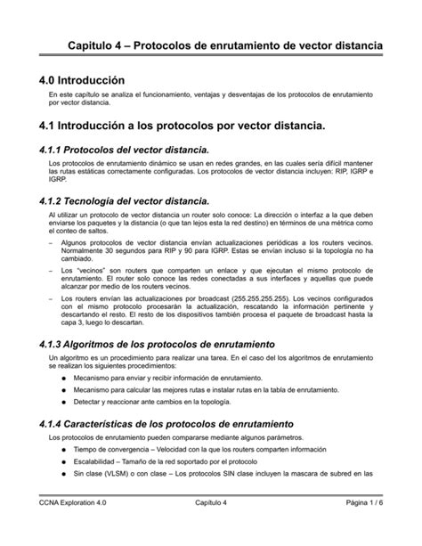 Capitulo 4 Protocolos De Enrutamiento De Vector Distancia 4 0