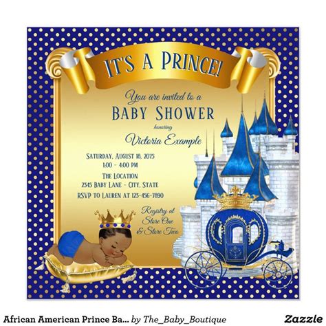 African American Prince Baby Shower Invitations Beach Theme Wedding