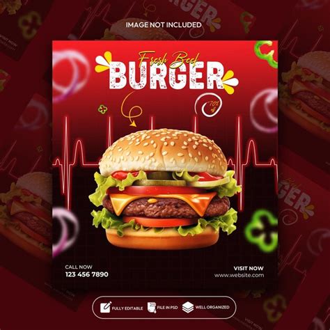 Premium Psd Burger Social Media Banner Post Template