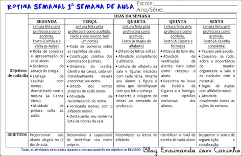 Modelos De Rotina Para As Primeiras Semanas De Aulas S Escola