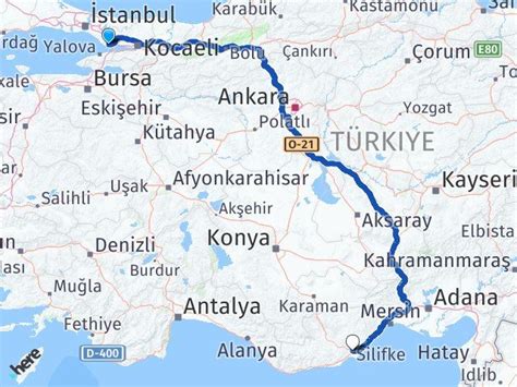 Kocaeli Gebze Silifke Mersin Arası Kaç Km Yol Tarifi