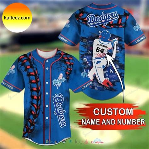 Custom Name Los Angeles Dodgers Grunge Pattern Baseball Jersey - Kaiteez