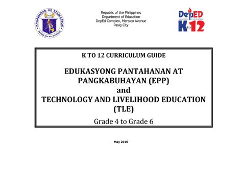 Epp Tle Curriculum Guide Republic Of The Philippines Department Of Education Deped Complex