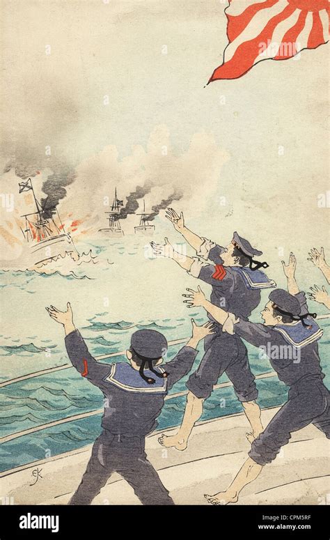 Los Soldados Japoneses Durante La Batalla Naval De Tsushima 1905 Fotografía De Stock Alamy