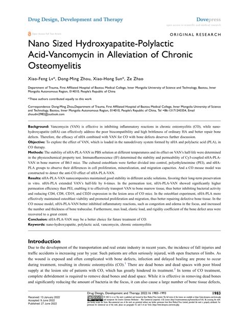 PDF Nano Sized Hydroxyapatite Polylactic Acid Vancomycin In