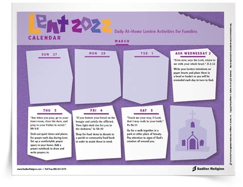 Lenten Calendar | Download | Sadlier Religion