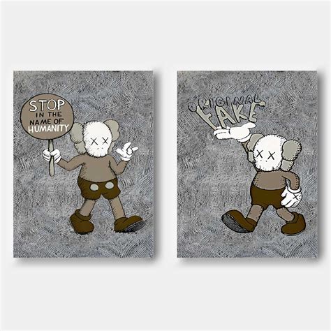 Large KAWS Painting Set of 2 KAWS Canvas Art Set of 2 KAWS Wall Art Set of 2 KAWS Pop Art Sale