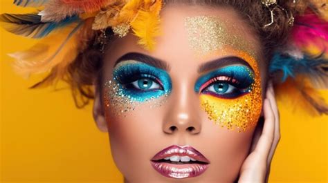 Premium Photo Fantasy Makeup Rainbow Makeup Trend Festival Makeup