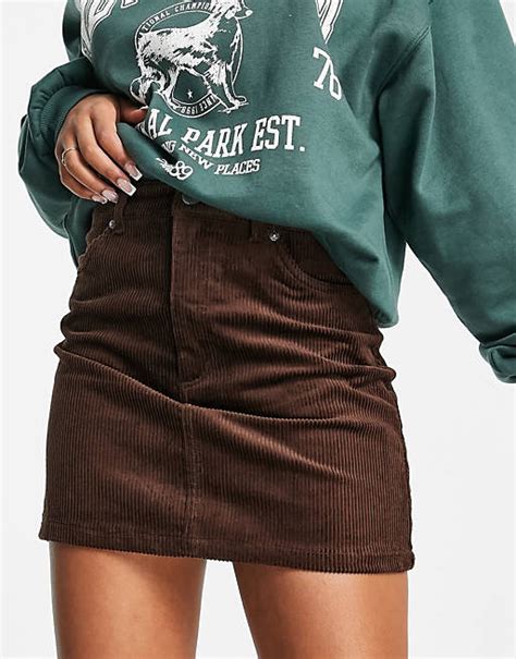 Monki Cord Mini Skirt In Brown Asos