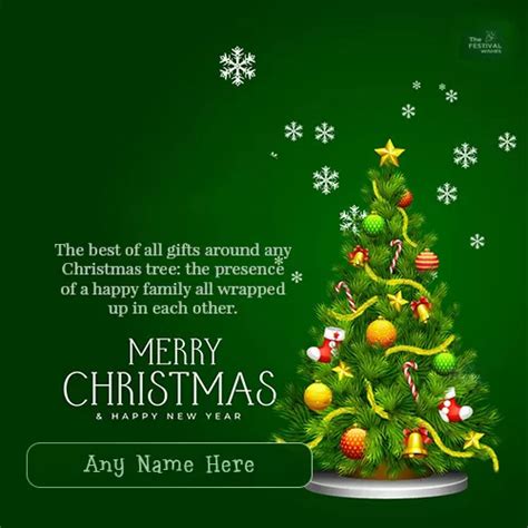 Create Name On Merry Christmas Tree Messages Card Quotes