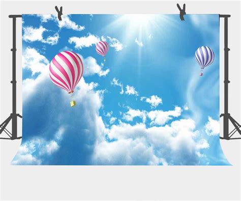 Mohome Photography Background 7x5ft Air Balloon Under Blue Sky Backdrop