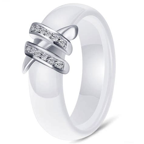 Bague Anneau Ceramique Blanche Zirconium BijouxStore Webid 1253