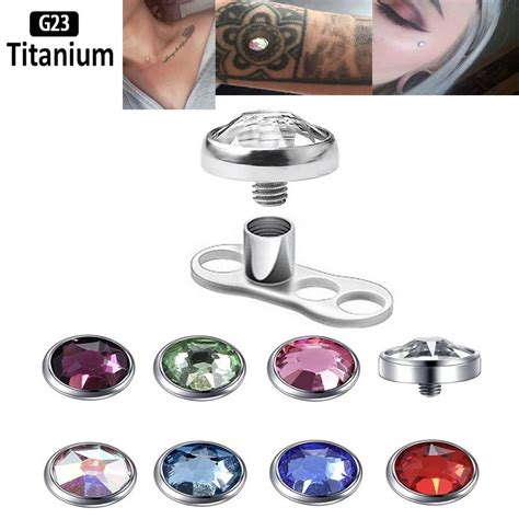 Pc G Titanium Dermal Anchor F Piercing Anti Allergic Cz Embedded