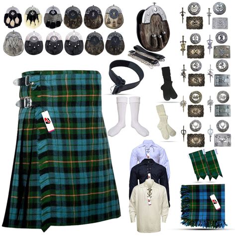 Clan Gunn Tartan Kilt Outfit Traditional Scottish Heritage Attire